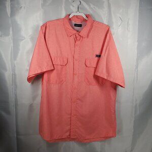 Joe Marlin Button Up Short Sleeve Outdoorsmen Fishing Shirt Peach Men Sz XL